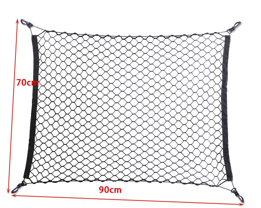 DWCX нейлон Эластичный задний грузовой багажник хранения Органайзер сетка плюс монтажные точки совместимы с SUV/RV хэтчбек 70X90 см