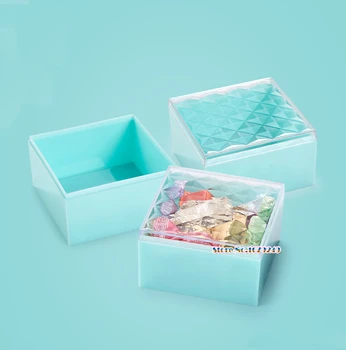 

Blue Clear window biscuit plastic Box, Clear PVC candy gift boxes,Mini candy Macaroon packing box 50pcs/lot