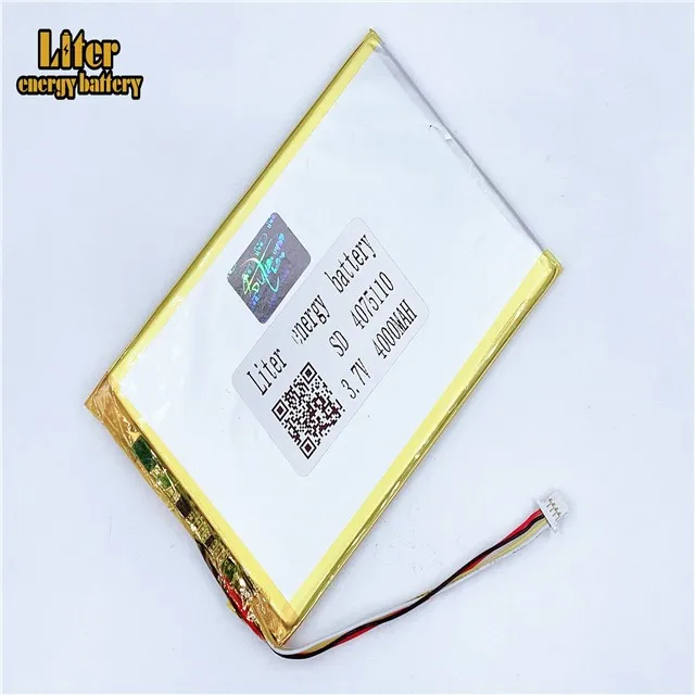 Разъем 1,0-4 P 4075110 3,7 V 4000 mah планшетный ПК lipo аккумулятор в аккумуляторных батареях с полной емкостью