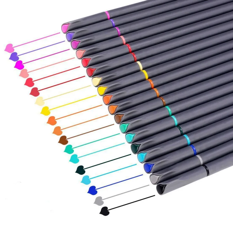 

24 Colors 0.4mm Fine Tip Fineliner Pens Marker Pen Bright Colors Water Based Assorted Ink No-tox Material Hook Fiber Pen