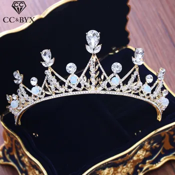 

CC tiaras and crowns baroque style water drop engagement wedding hair accessories for bride princess jewelry shine cz gift XY254