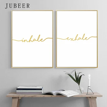 

Inhale Exhale Gold simple Posters and Prints Wall Art for Living Room Decoration Pictures Canvas Paintings Decorative Home Decor