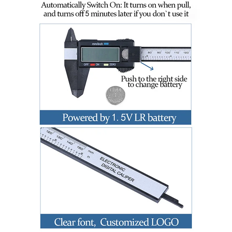 150 мм 6 дюймов lcd цифровой Электронный штангенциркуль микрометр измерительный инструмент линейка цифровой штангенциркуль крутой черный/серебристый