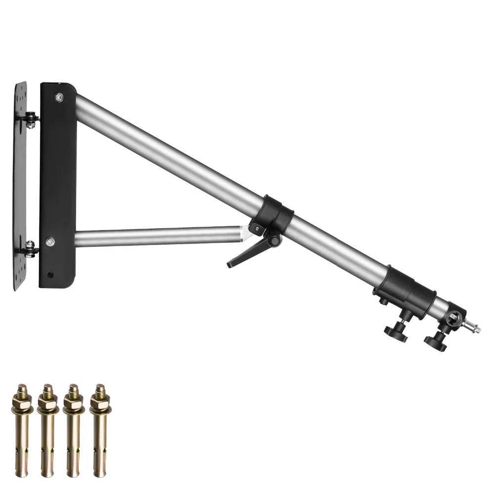 Video Lights Flash Heads Umbrellas Monolights Reflectors Boom Arm Wall Mounted Adjustable Telescopic Aluminium With Solid Steel Mounting Plate Ideal For Photography Studios