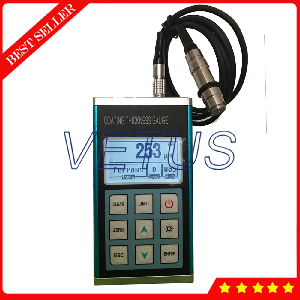 Digital Coating Thickness Gauge YCT300 Tester Meter with F Type Probe Measuring Range 0 to 1250μm | Инструменты