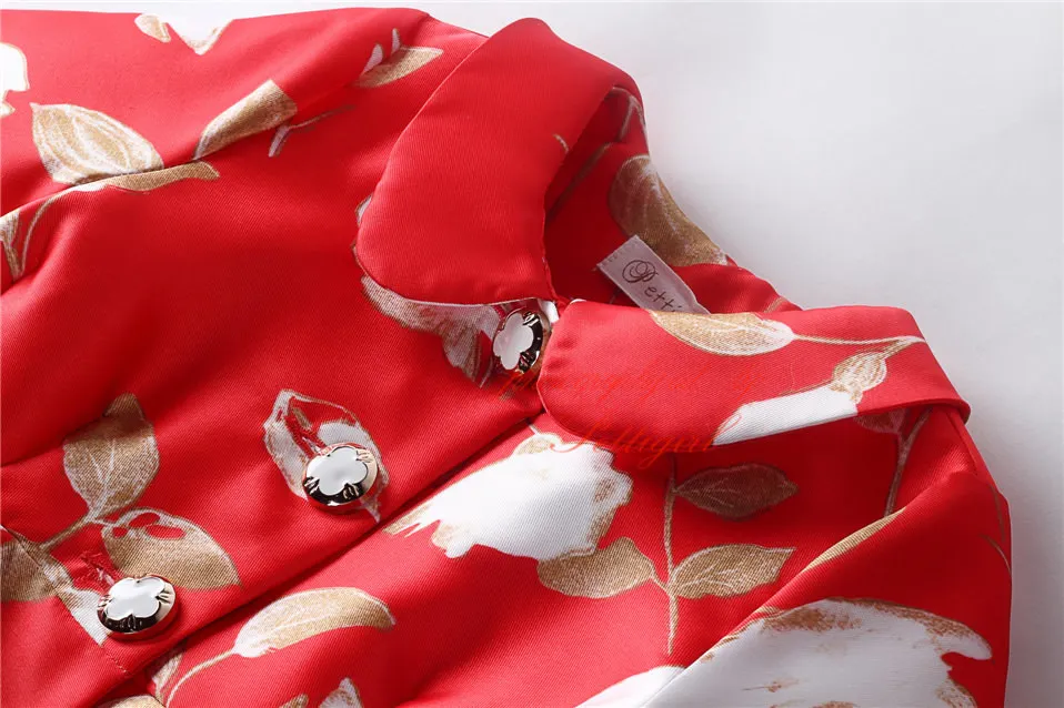 Pettigirl/Новинка; сезон весна-осень; красная куртка для девочек с изящными пуговицами; Верхняя одежда с цветочным рисунком для малышей; Изысканная детская одежда на Рождество