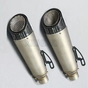 

51MM 61MM Inlet Exhaust Motorcycle Carbon Fiber Titanium Color Muffler Pipe For YAMAHA HONDA Benelli Kawasaki ER6N CB400 AK092