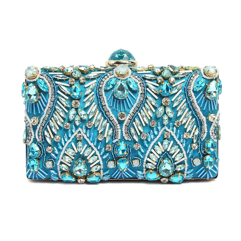 

2018 Women's Evening Bags Studded with Thousand of Crystals and Sparkling Diamonds, Day Clutch with Removable Metal Strap