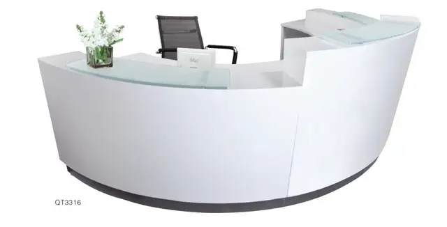 High Quality Semi Circle Half Round Exhibition Glass Top Reception