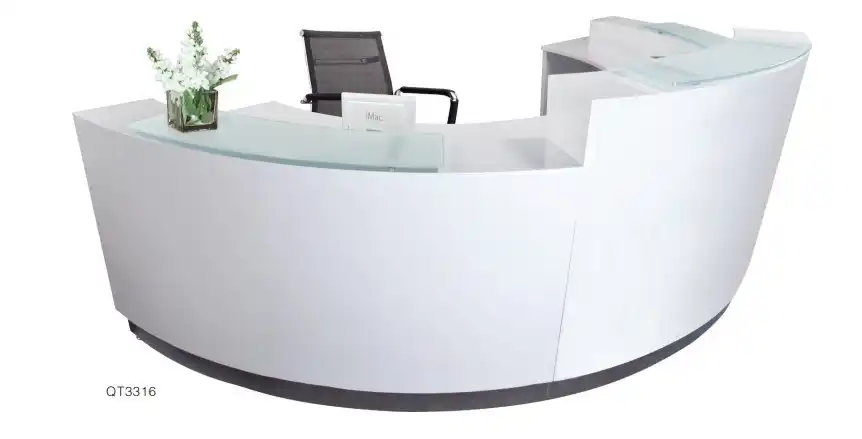 High Quality Semi Circle Half Round Exhibition Glass Top Reception