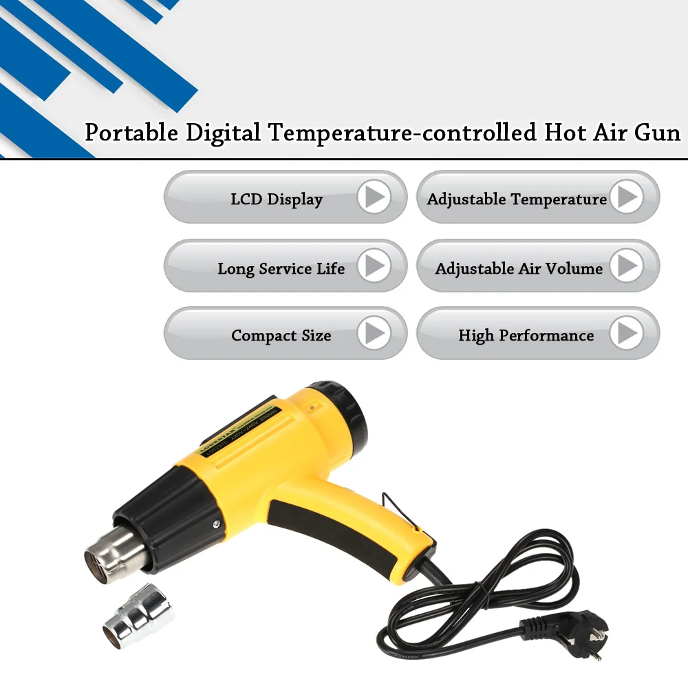 Цифровой электрический горячий воздушный пистолет 2000 Вт AC220 Температура Контролируемая тепла IC SMD качественные сварочные инструменты Регулируемый+ насадка