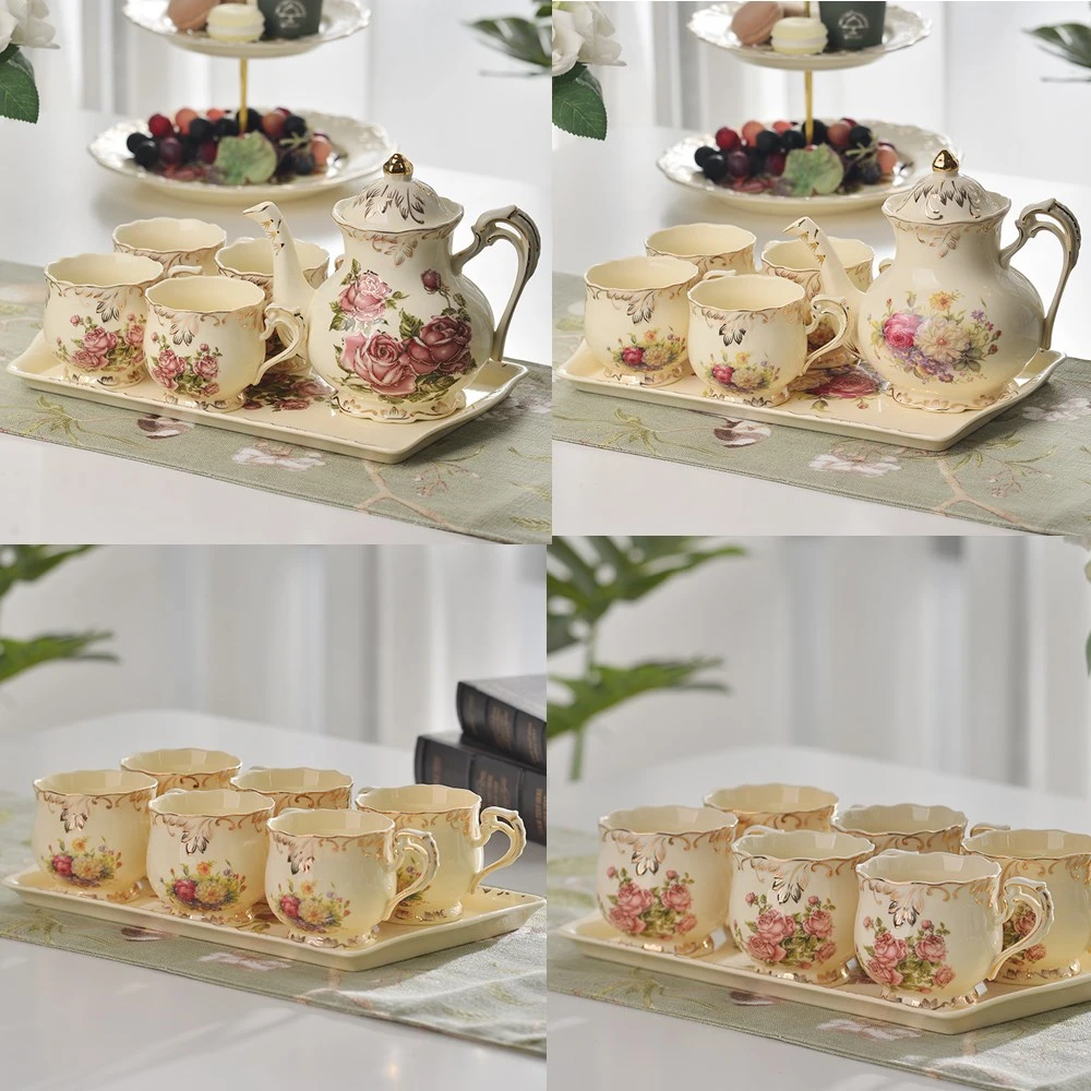 Фарфоровые чайные чашки YOLIFE цвета слоновой кости с подносом в подарок|porcelain cup