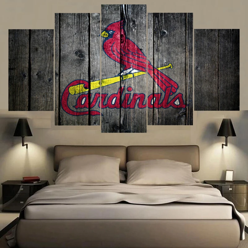 5 Panels St Louis Cardinals Logo Canvas Prints Poster Wall