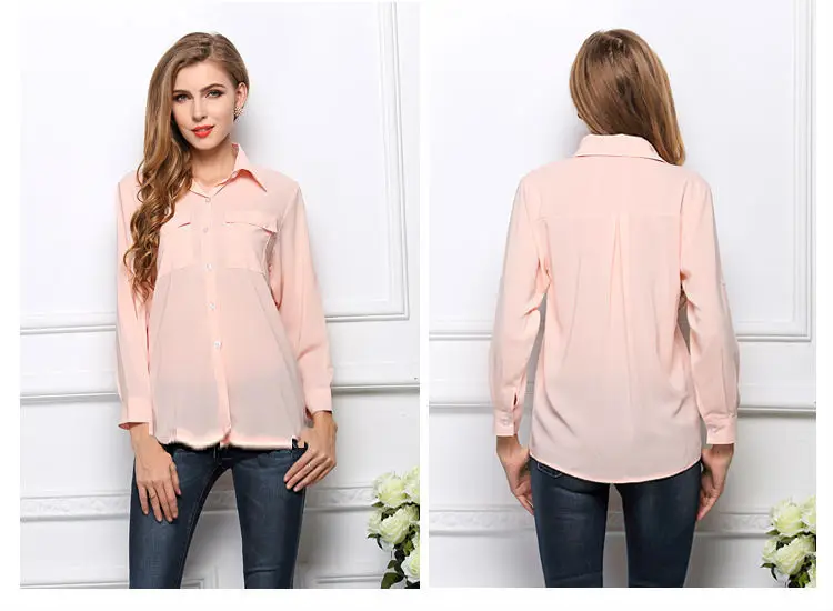 Для женщин топы и блузки новая мода Blusa женские рубашки femininas с длинным рукавом Твердые Шифоновая Блуза для женщин топы
