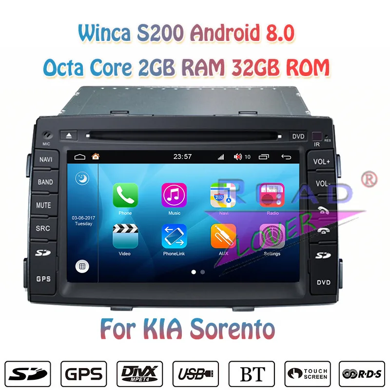 Автомобильный DVD-плеер Winca S200, Android 8,0, радио для KIA Sorento 2010, 2011, 2012, стерео, GPS, навигация, магнитола, 2 Din, видео HD монитор Автомобильный DVD-плеер Winca S200, Android 8,0, радио для KIA Sorento 2010, 2011, 2012, стерео, GPS, навигация, магнитола, 2 Din, видео HD монитор