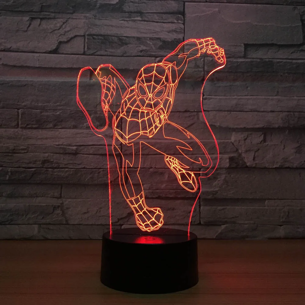 Chaohui супергерой Человек Рисунок человека-паука 3D лампа Новинка Светодиодный ночной Светильник разноцветная пульт дистанционного управления Творческий Lampara подарок для детей - Испускаемый цвет: 7