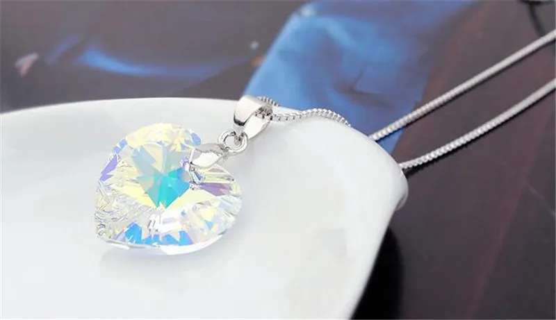 SHDEDE сердце кристалл от Swarovski длинные висячие серьги ожерелье Ювелирные наборы для женщин Мода невесты Свадебные аксессуары-25494