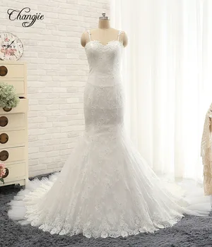 

New Backless Mermaid Wedding Dresses 2020 Sweetheart Spaghetti Strap Court Train Appliques Tulle Bridal Gowns Robe de mariage