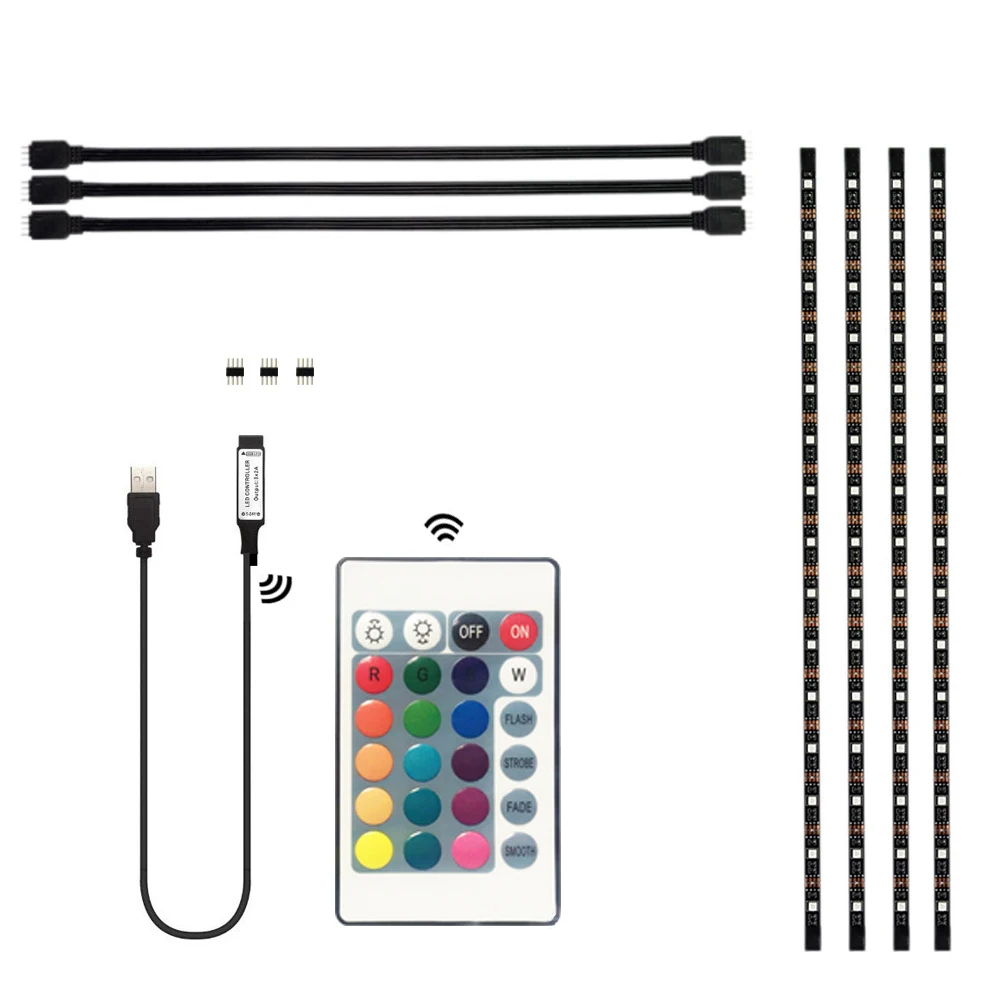 DeFong Indoor Fashion LED Light Strip USB Remote Control 1M/2M/1 In 4 0.5M RGB DC 5V Mood Bar For TV Computer Loudspeaker |