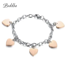 Роскошные модные бесконечность сердце Розовое Золото Шарм Браслеты нержавеющей стали и браслеты Подвески Для женщин Дамы Браслеты