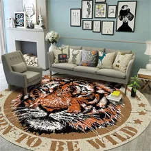 Loartee голова тигра дикий стиль круглый коврик спальня гостиная кухня зал ковер Противоскользящий S коврик, ковер Alfombra