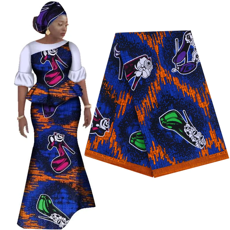 

Fashion Excellent Africa Ankara Printing Wax Fabric Cotton Real Dutch Wax High Quality Sewing Material for Party Dress 6yards