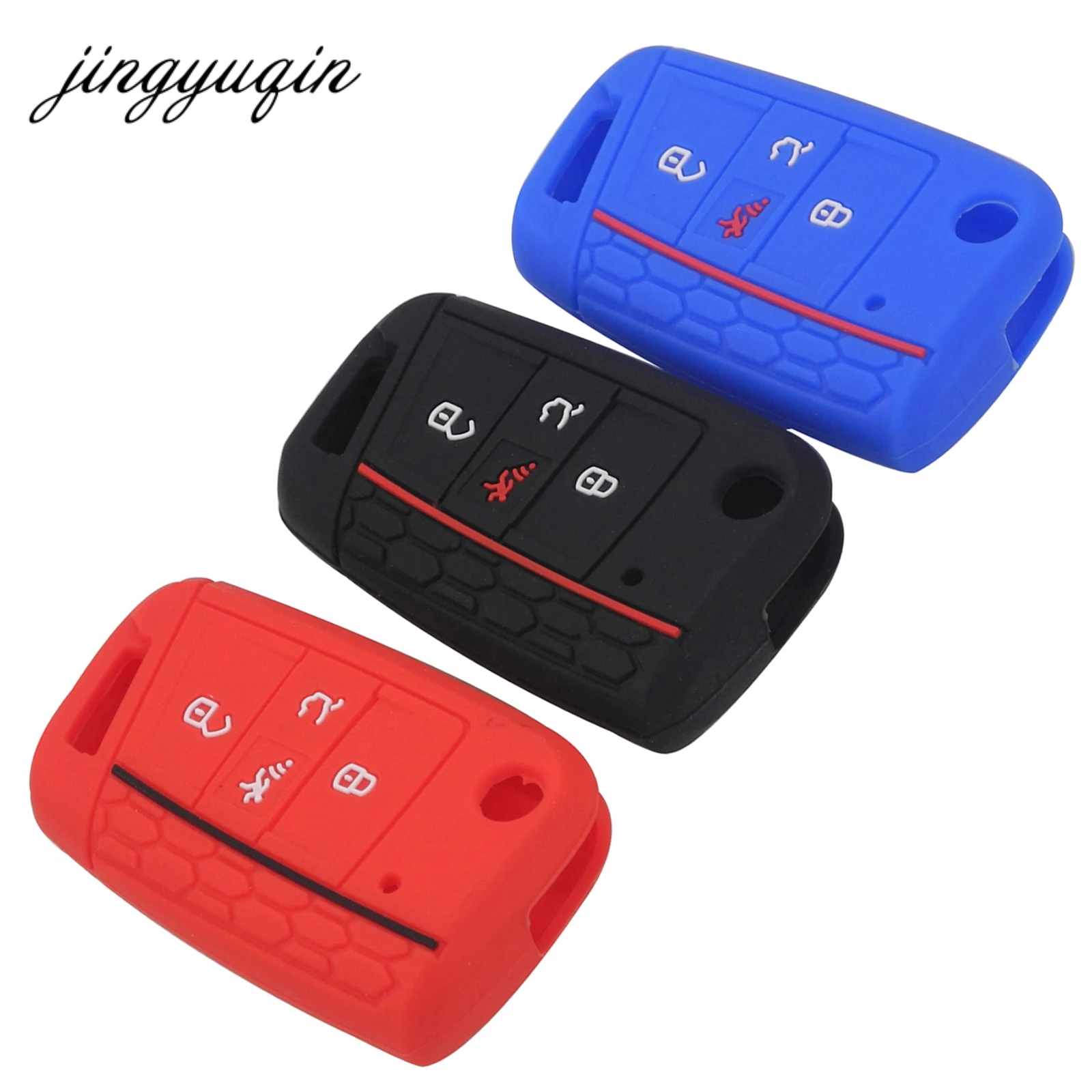 

jingyuqin 30pcs/lot Silicone Flip key fob Cover Skin for VW Golf 7 ALLTRACK MK7 for Skoda Octavia A7 SEAT Remote 4 button Case