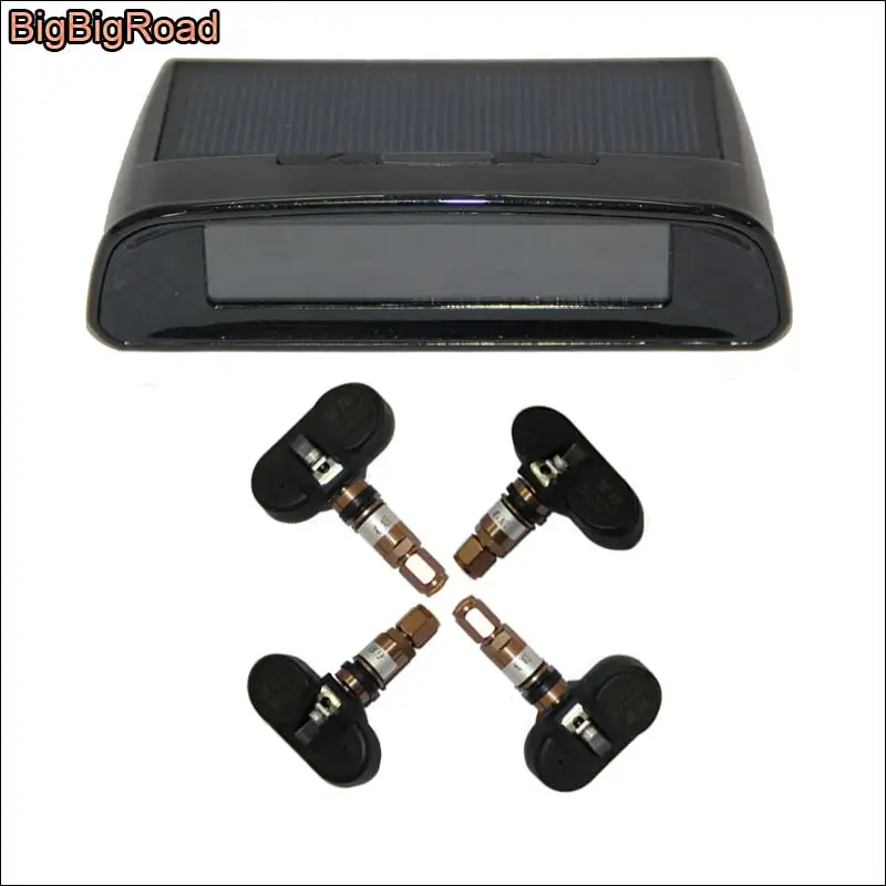 

BigBigRoad For Audi quattro q3 s3 s4 Solar Power Car TPMS Tire Pressure Monitor System Internal Sensors Wireless LCD Display