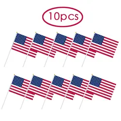 10 шт. мини ручной флаг Америка День Независимости флаг палка флаг круглый Топ Национальный Государственный флаги для командных спортивных