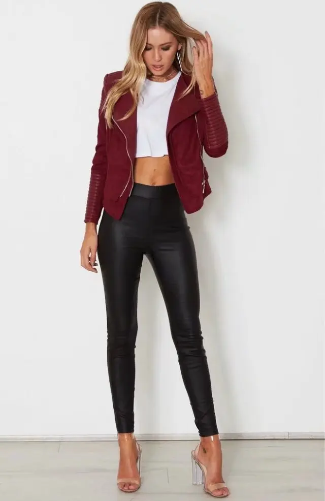 champagne Faux Manteaux Frais rouge Femmes Daim Biker Noir automne Cuir De camel Moto 2018 blanc Glissière Rouge Survêtement Mode marine Bleu Dame À Pu Vestes Fermetures Mat En Printemps gris 8nfq1H