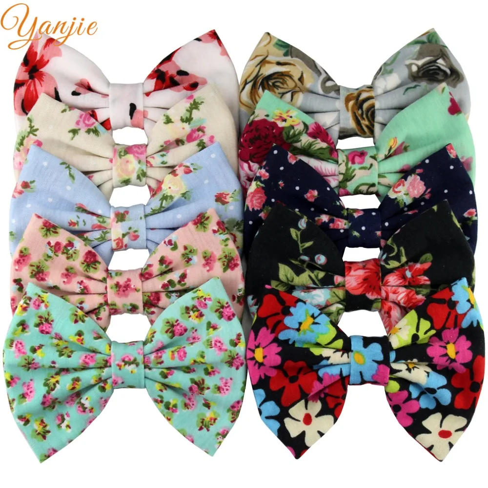 

10pcs/lot Hot-sale 5" Girl Flower Cotton Hair Bow European Handmade Barrette DIY Hair Accessories Kids Headwear Women Hair Clip