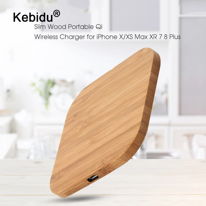 

kebidu Portable 5W Qi Wireless Charger Slim Wood Pad For Apple iPhone 7 8 Plus Smart Phone Wireless Charging Pad For Samsung S7