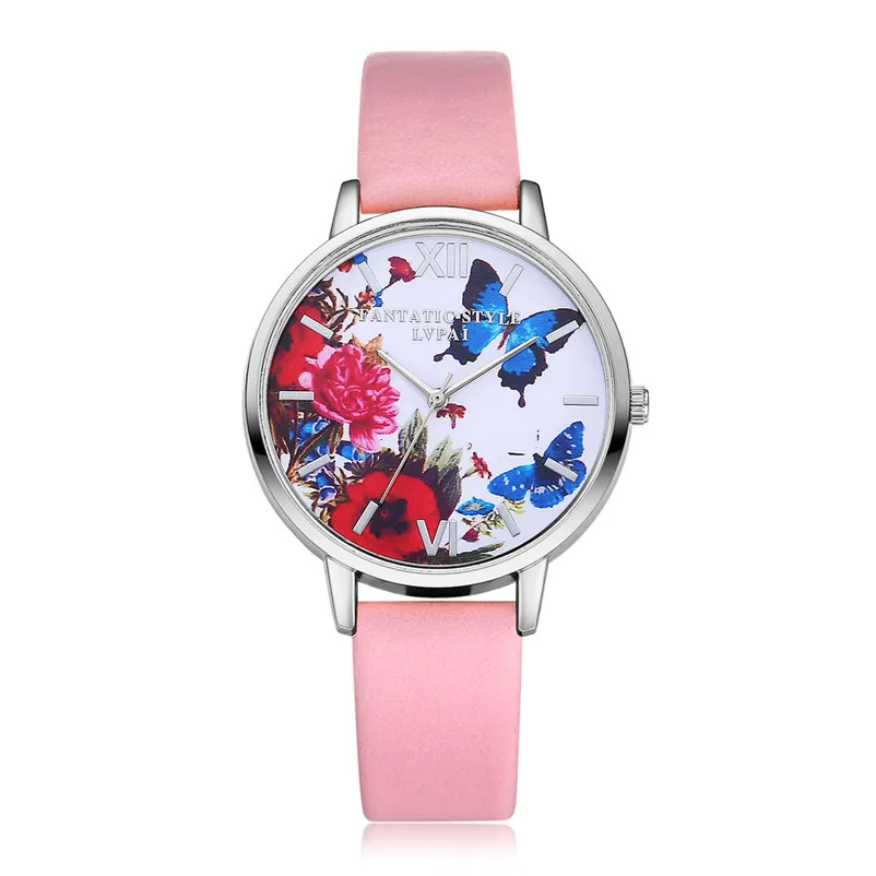 Новые женские часы с серебряной бабочкой брендовые роскошные круглые часы из розового золота модные популярные женские кварцевые часы женские часы - Цвет: Розовый