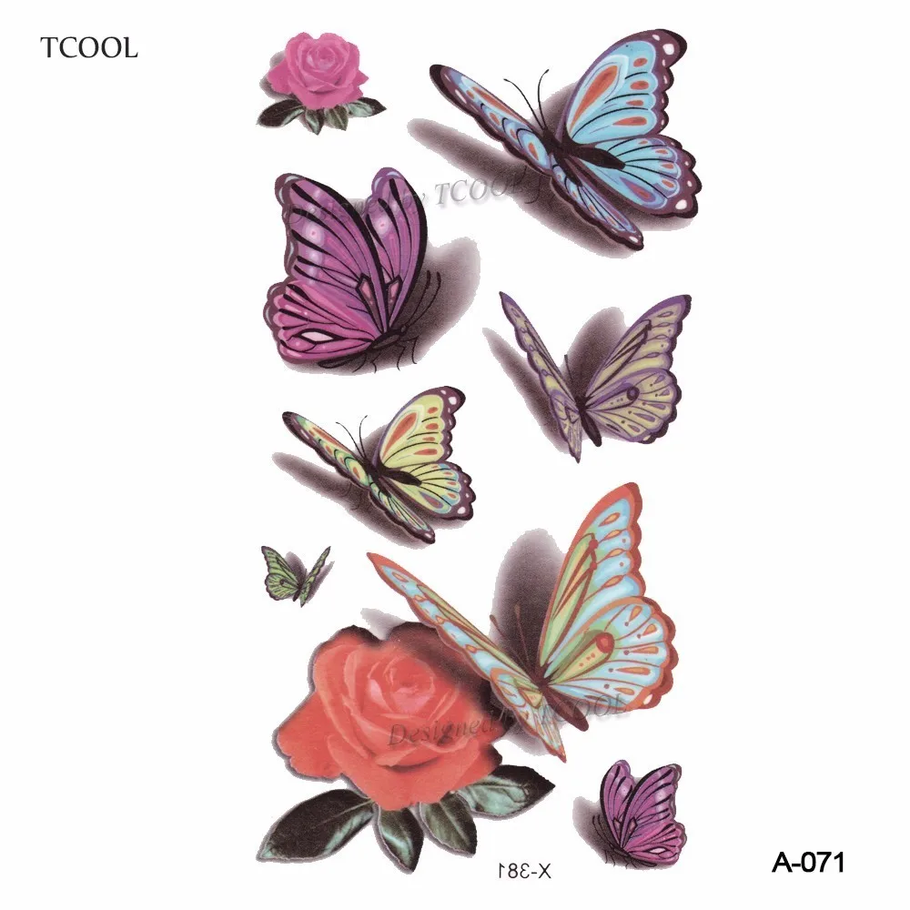 

HXMAN Butterfly Flower Women Temporary Tattoo Sticker Tattoos for Men Body Art Kids Children Hand Fake Tatoo 10.5X6cm A-071