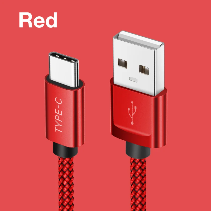 JSAUX 3A type-C кабель для Xiaomi Redmi Note 7 USB C мобильный телефон Быстрая зарядка type-C кабель для samsung Galaxy S9 S8 Plus S10 - Цвет: Red