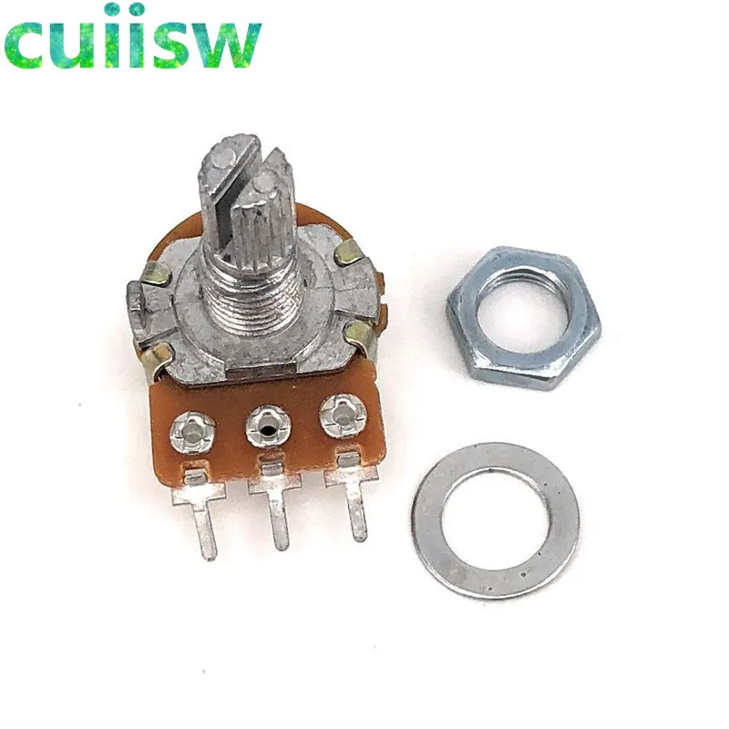 Linear Potentiometer 15mm Shaft WH148 3pin B1K B2K B5K B10K B20K B50K B100K B250K B500K B1M With Nuts And Washers 10PCS adjustable resistor