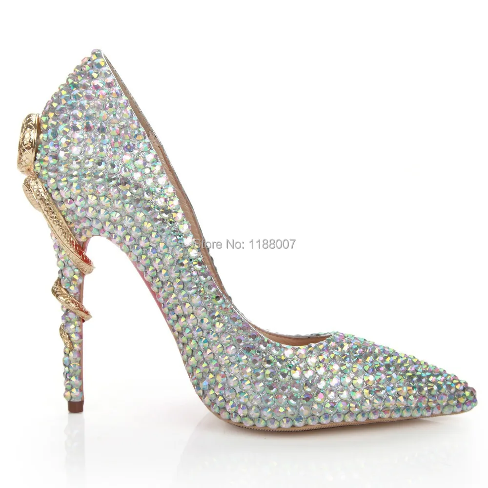 bling bling amazing fashion design snake metal back heel