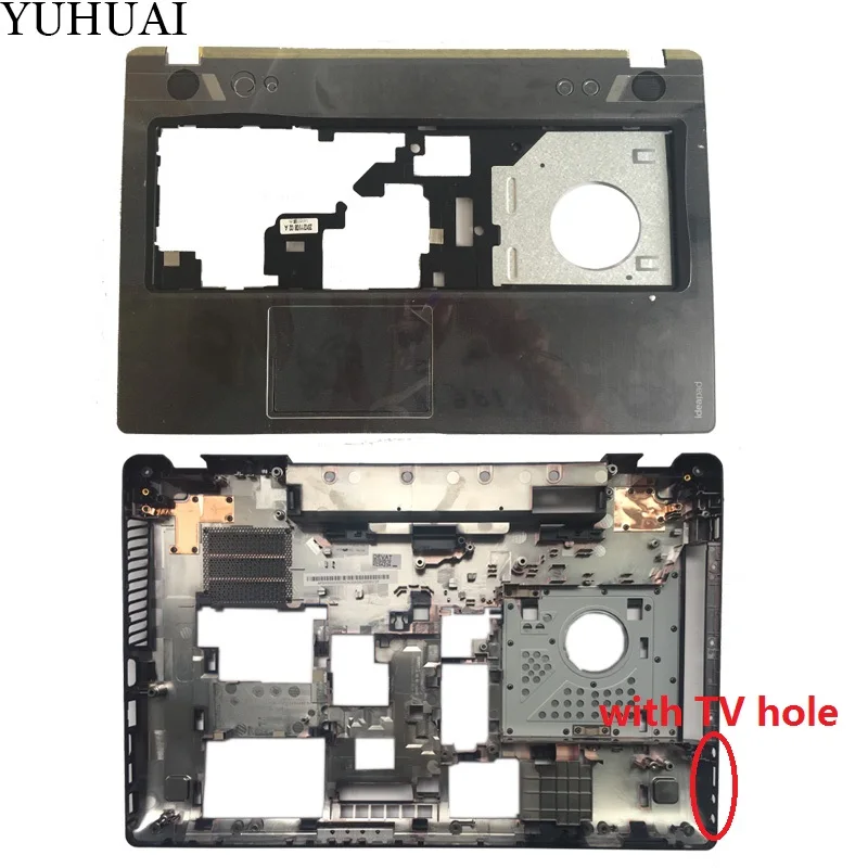 

New FOR Lenovo Ideapad Y580 Y580A Y580P Palmrest Upper case cover AM0N0000500/Laptop Bottom Base Case Cover with TV hole