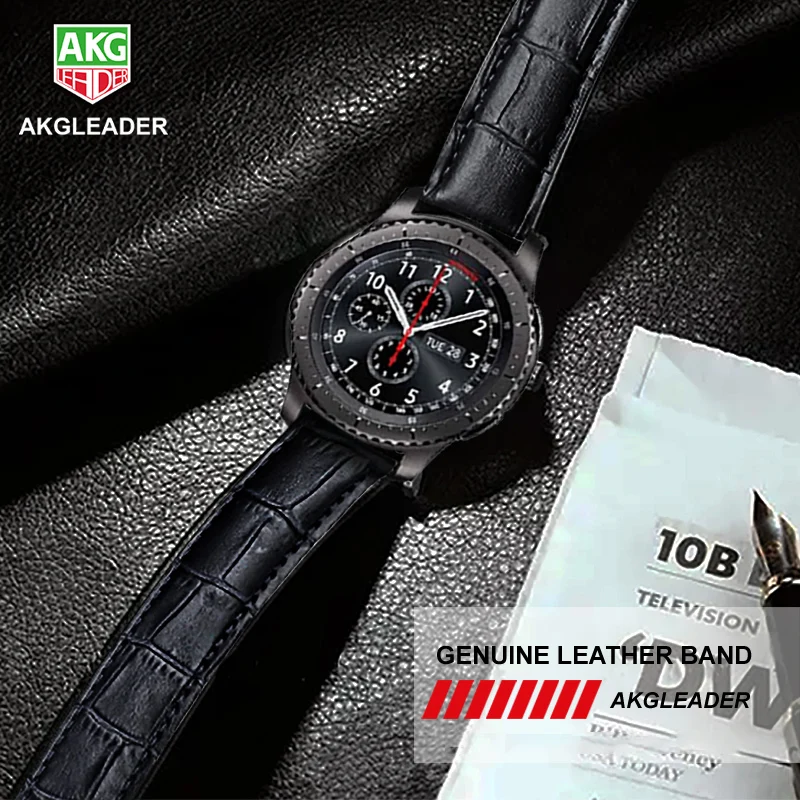 Кожаный ремешок AKGLEADER 20-22 мм для Samsung Gear S3 Sport S2 часов из натуральной кожи Huami Amazfit
