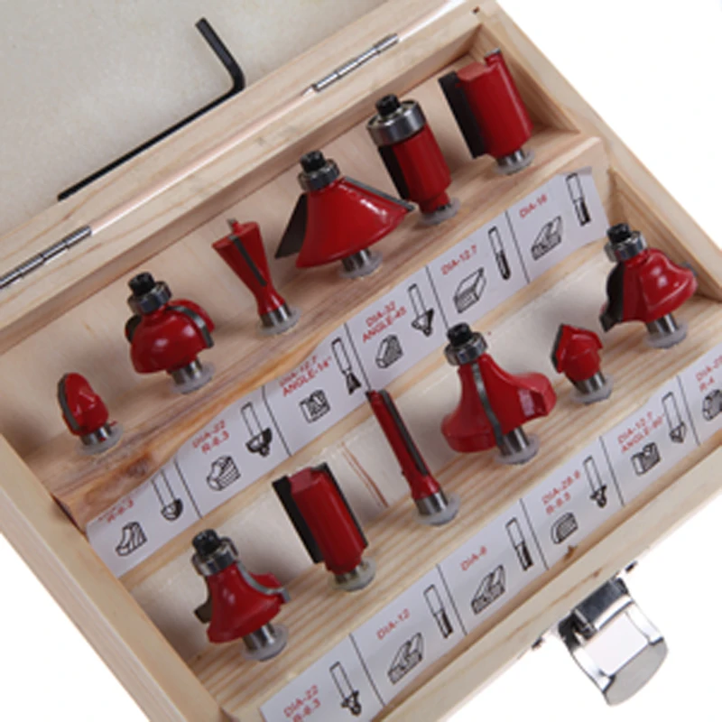 

12pcs 1/4" Router Bit Set Milling Cutter Router Bit Set 6.35mm Shank Mill Wood Cutters Tool Wood Cutting Tools