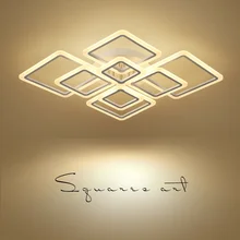 Дизайн, квадратное кольцо, люстра, освещение, современный светодиодный светильник, современный креативный Декор для дома, белая люстра, светильник