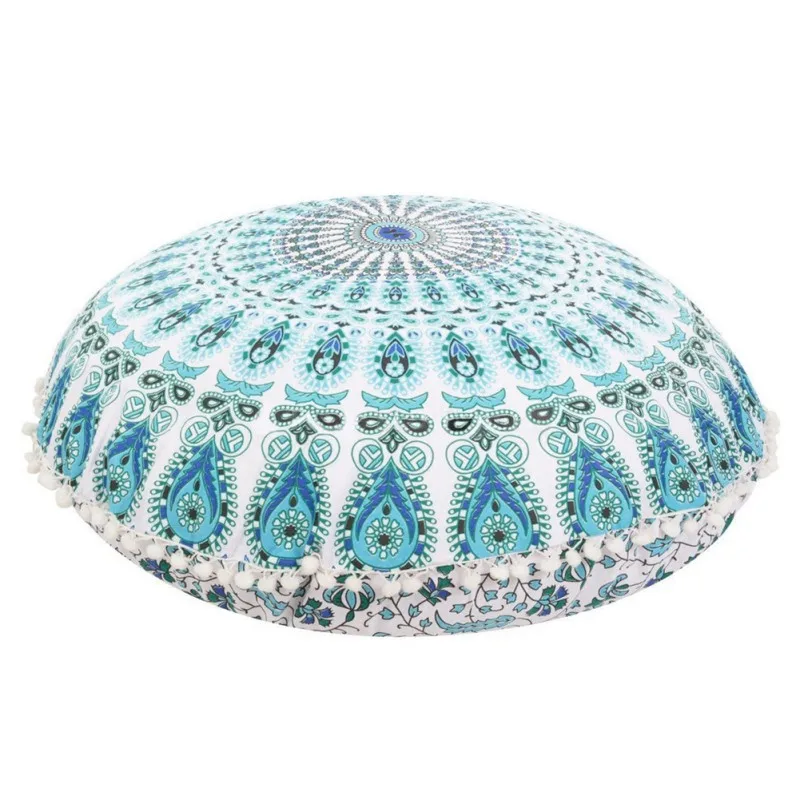 43*43CM Colorful Round Indian Mandala Floor Printed Pillows Cushions Pillows Case Textile Bohemian Pillow