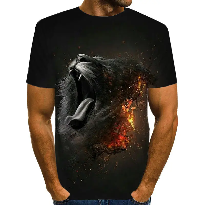 2019 брендовая 3d футболка рубашка со львом в виде животных Camiseta Мужская Забавные