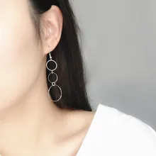 Boucles d'oreilles géométriques rondes simples mode irrégulière couleur or/argent série taille cercle pendentif longues boucles d'oreilles Brincos pour femmes(China)
