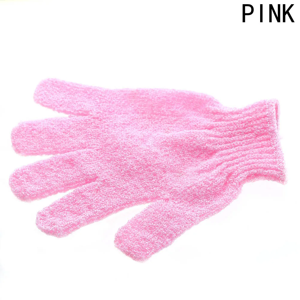 Перчатки для душа и ванной отшелушивающая моющая кожа спа Массажная щетка для чистки тела 5 цветов - Цвет: pk