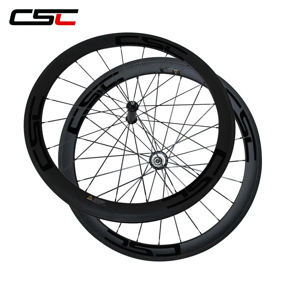 Sale CSC U Shape Straight Pull 700C Clincher Carbon 50mm Wheels 25mm Width with Powerway  R36 Carbon Hubs sapim  pillar 1420 spokes 1