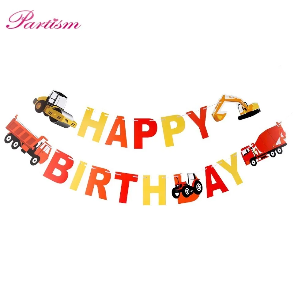 Строительный трактор тема экскаватор надувные шары грузовик автомобиль баннеры детский день рождения, день рождение мальчика вечерние принадлежности