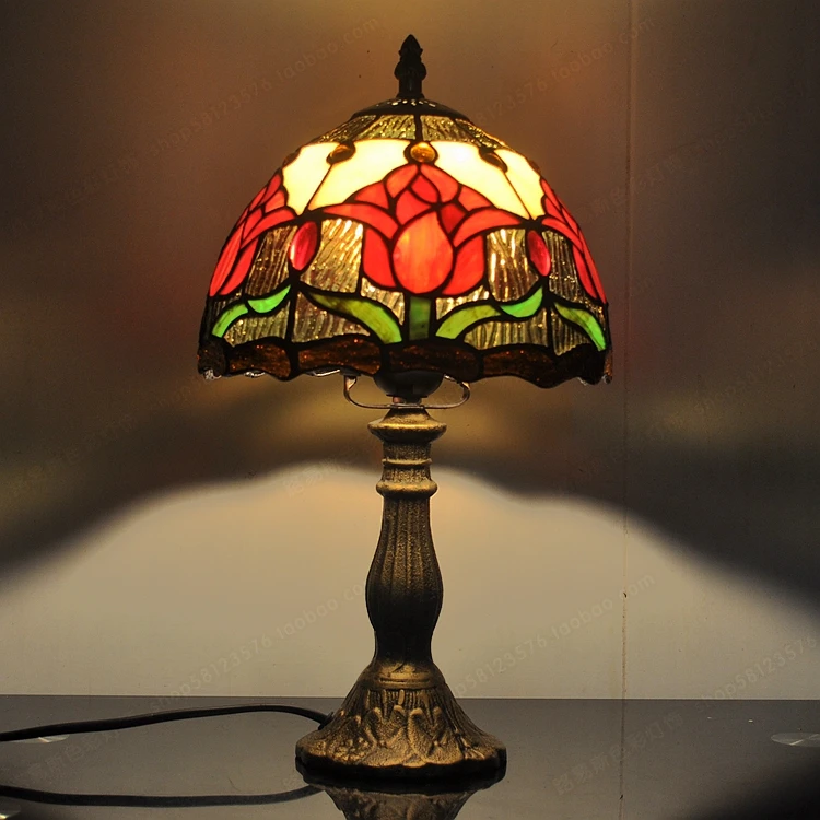 Тюльпаны американский кантри минималистский настольная лампа стекло Тиффани лампы Спальня Кабинет прикроватный подарки для детей освещение