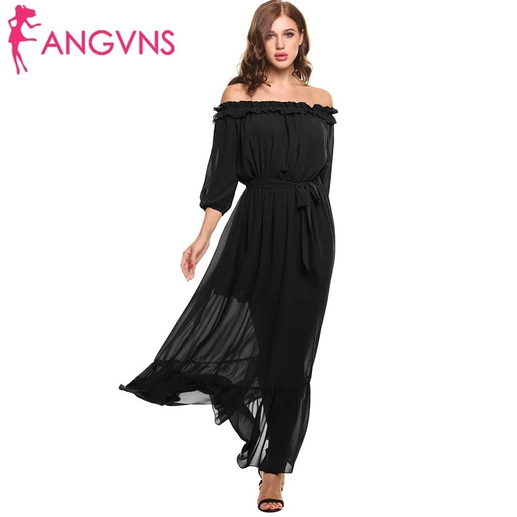 off the shoulder maxi gown