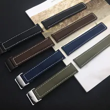 22 мм черный синий зеленый коричневый нейлоновая ткань кожаный ремешок для часов Breitling ремешок для NAVITIMER WORLD Avenger/navitimer браслет